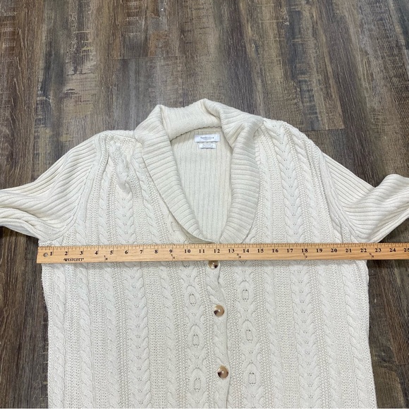 Van Heusen Cream Cable Knit Sweater‎ Cardigan Ladies XL Grandpa Core - Picture 6 of 14